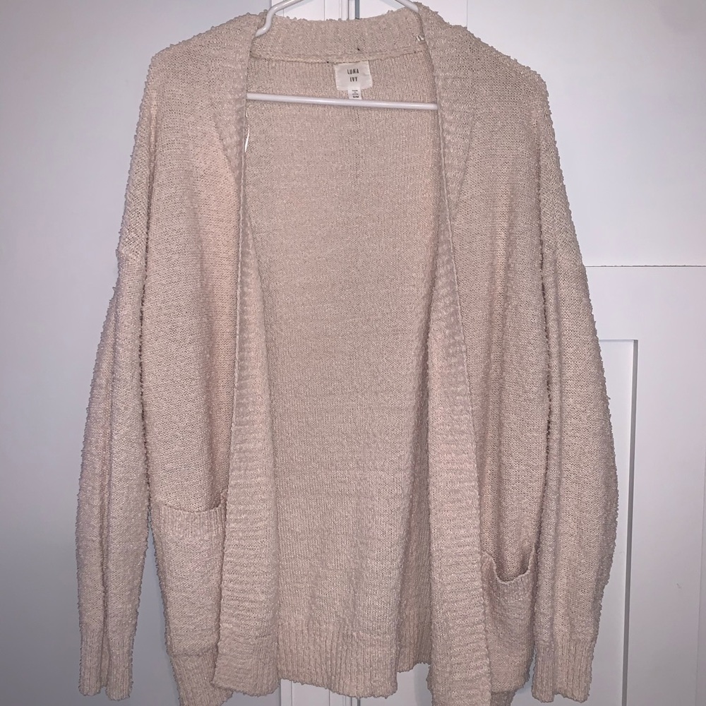 Luna & Ivy Tan Crochet Cardigan